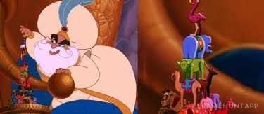 The Sultan's elaborate toy tower includes a distinct, miniature figurine of the Beast from Disney's Beauty and the Beast. in Aladdin