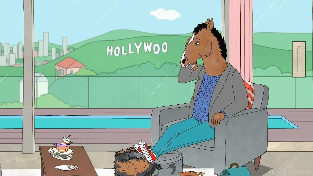 After BoJack steals the 'D' from the Hollywood sign, every single background prop and spoken line permanently changes to 'Hollywoo'. in BoJack Horseman