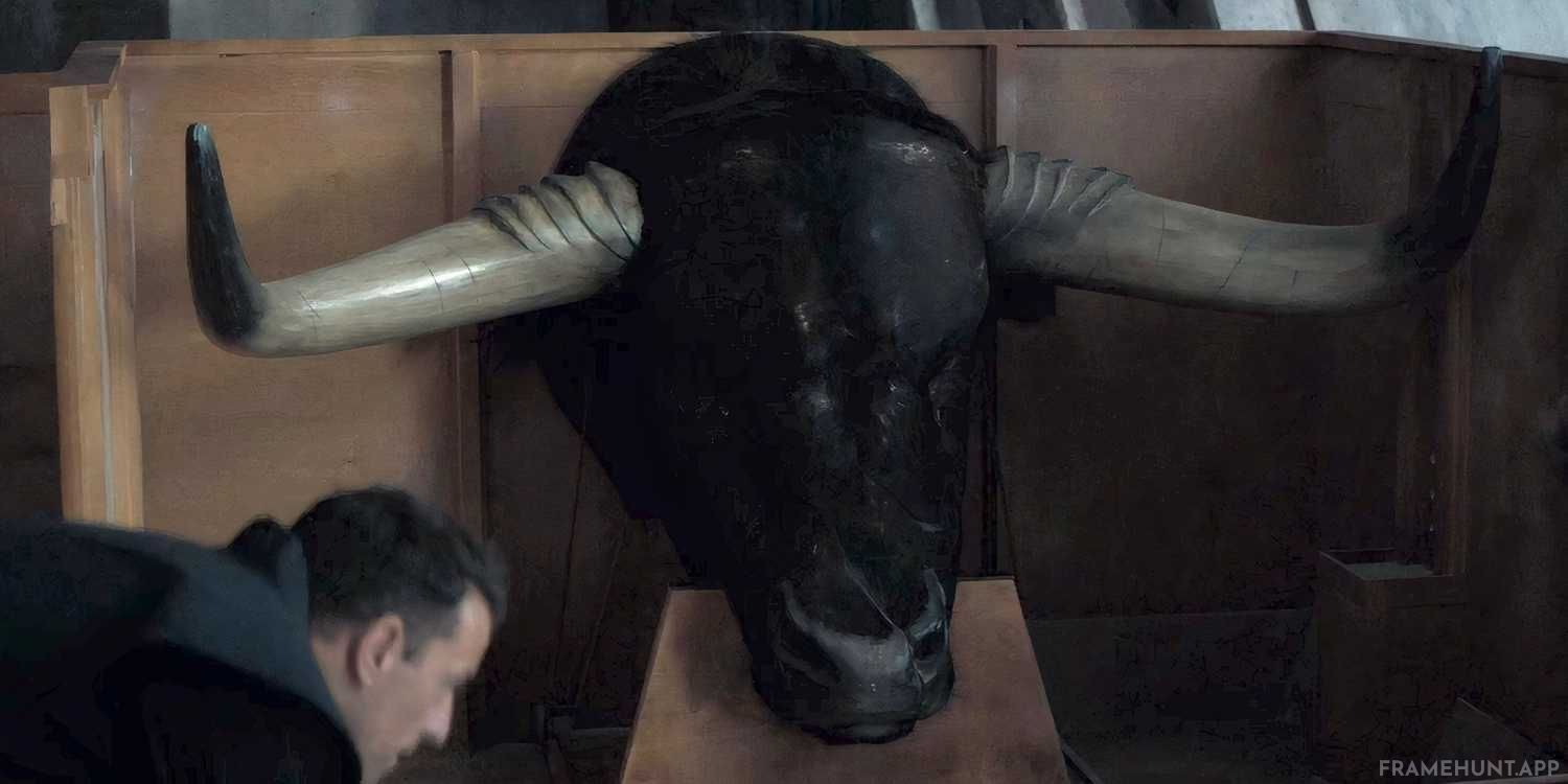 The recurring imagery of a mounted bull's head constantly foreshadows the tragic downfall of Duke Leto Atreides. in Dune