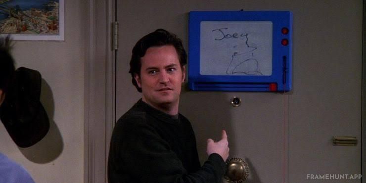 The Magna Doodle toy hanging on Joey and Chandler's front door displays a different drawing every episode. in Friends