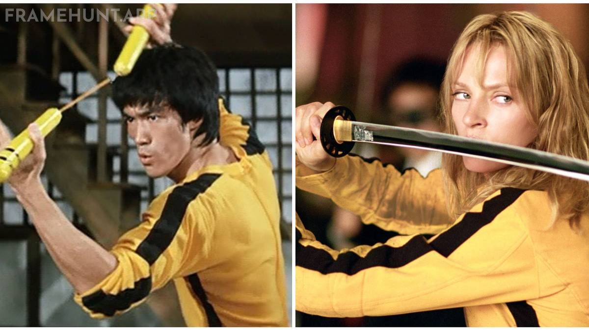 The Bride's bright yellow and black tracksuit is an exact replica of Bruce Lee's most famous costume. in Kill Bill: Vol. 1