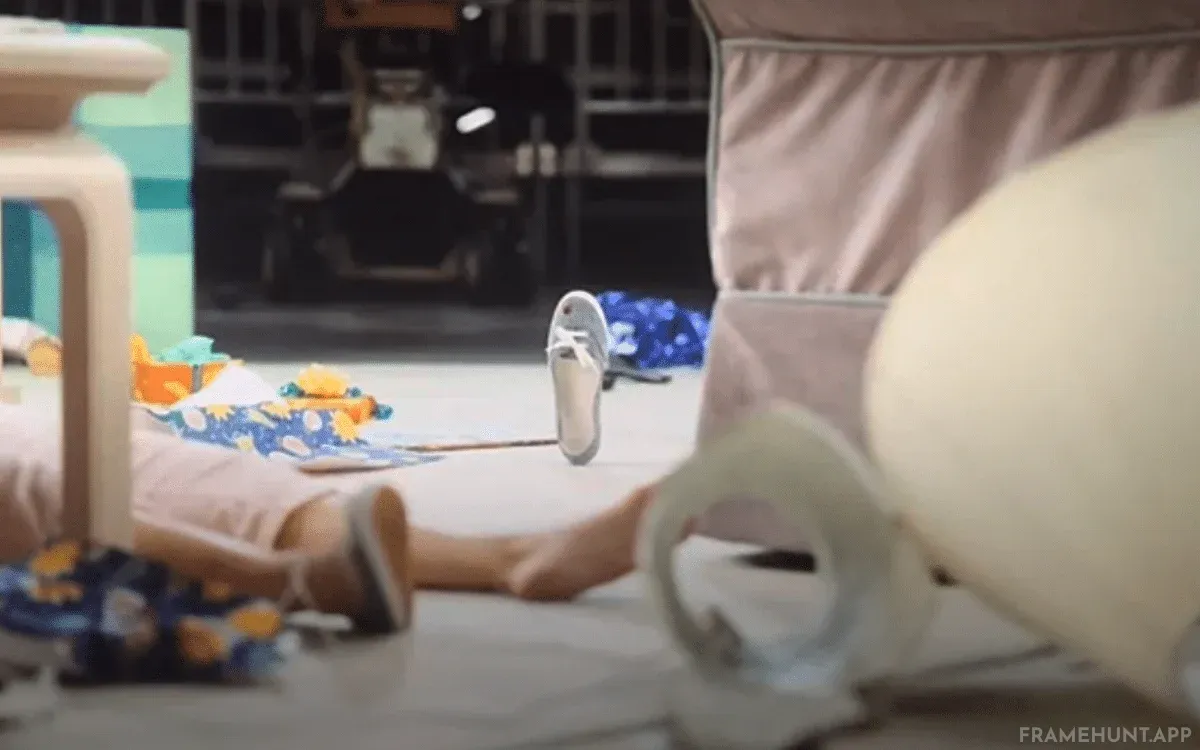 The bloody shoe standing impossibly upright is the exact same shape as the UFO spaceship seen later in the film. in Nope