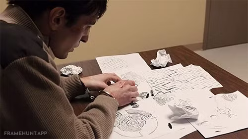 The maze symbol hidden in three places — worn as a necklace by a murder victim,  drawn obsessively on apartment walls in Prisoners