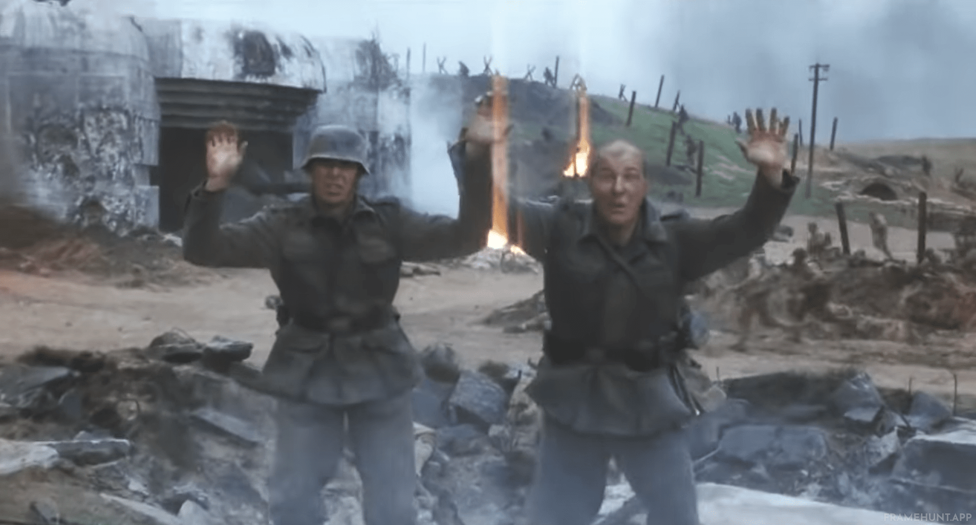 Two surrendering soldiers shot by American troops are actually speaking Czech, explaining they were forced to fight. in Saving Private Ryan
