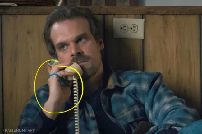 Chief Hopper constantly wears his late daughter's blue hair tie as a bracelet, which he eventually gives to Eleven. in Stranger Things