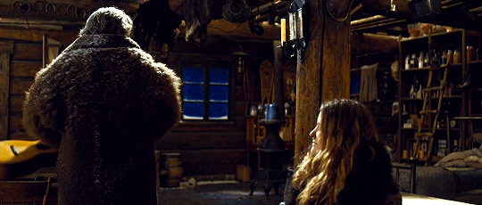 Kurt Russell violently destroys a priceless 145-year-old museum antique guitar instead of a prop duplicate. in The Hateful Eight