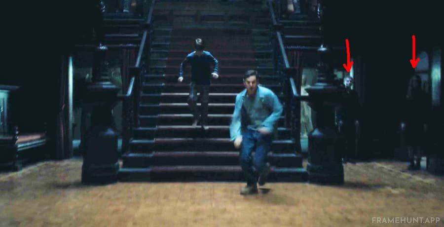 Dozens of terrifying, silent ghosts are secretly hidden in the deep background of scenes, completely ignored by the camera. in The Haunting of Hill House