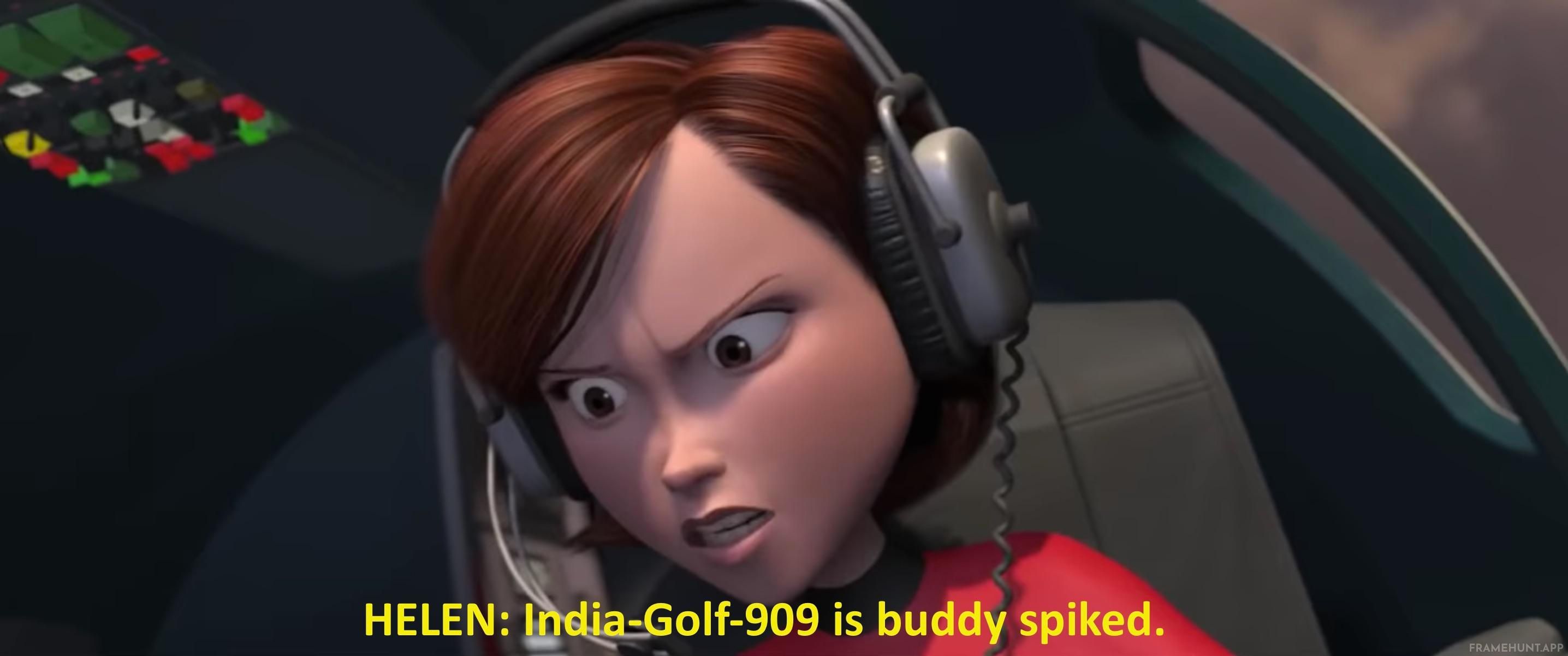 Elastigirl's pilot call sign while flying the jet is "India Golf Niner-Niner", which secretly spells IG99. in The Incredibles