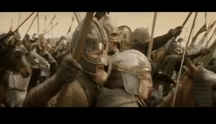 During the massive Rohirrim charge, a soldier accidentally drops his spear but hilariously keeps charging empty-handed. in The Lord of the Rings: The Return of the King