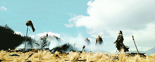 Aragorn screams in pure agony after kicking an Uruk-hai helmet in frustration. in The Lord of the Rings: The Two Towers