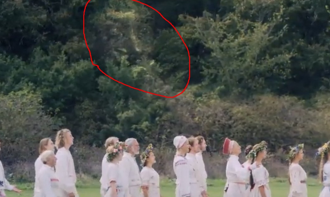 The Swedish landscape features hidden faces and figures woven into the trees and flowers. in Midsommar