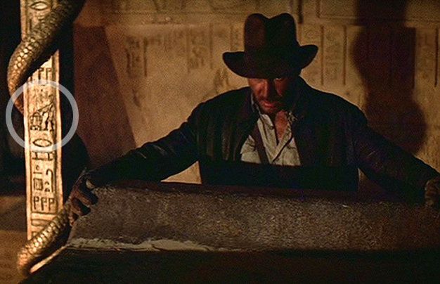 A figure resembling Princess Leia can be spotted among the ancient Egyptian carvings. in Raiders of the Lost Ark