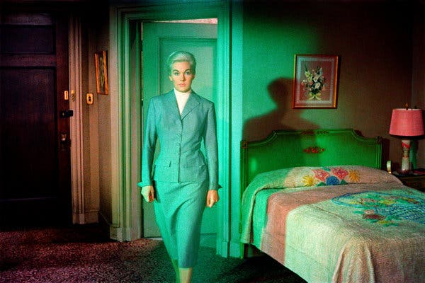 A haunting green glow is used to illuminate Judy whenever she represents the "ghostly" presence of Madeleine in Vertigo