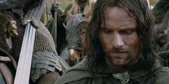 Éomer's sword accidentally slips entirely out of its scabbard as he mounts his horse. in The Lord of the Rings: The Two Towers