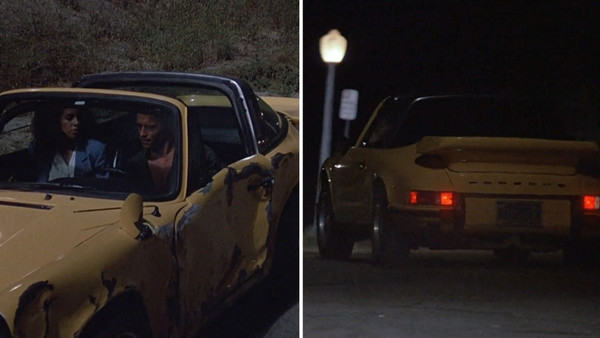 A heavily damaged yellow Porsche magically repairs itself completely in the next scene. in Commando