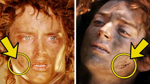 Frodo's prominent facial scar magically moves to different sides of his face and changes sizes. in The Lord of the Rings: The Return of the King
