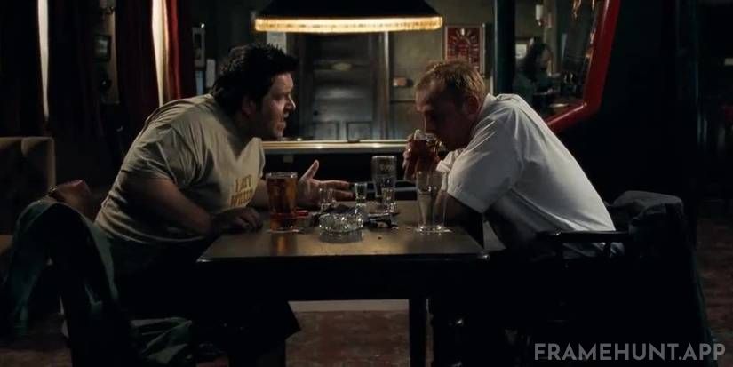 Ed jokingly outlines their plan for the next day, which perfectly predicts the entire zombie apocalypse plot. in Shaun of the Dead