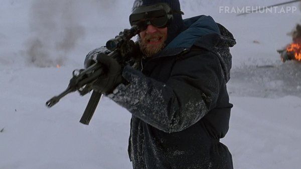 The Norwegian helicopter pilot shouts a clear, direct warning that spoils the entire plot, but it's hidden behind a language barrier. in The Thing